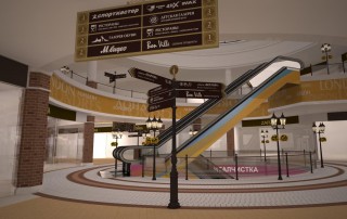 3d визуализация дизайн-проекта навигации торгово-развлекательного центра