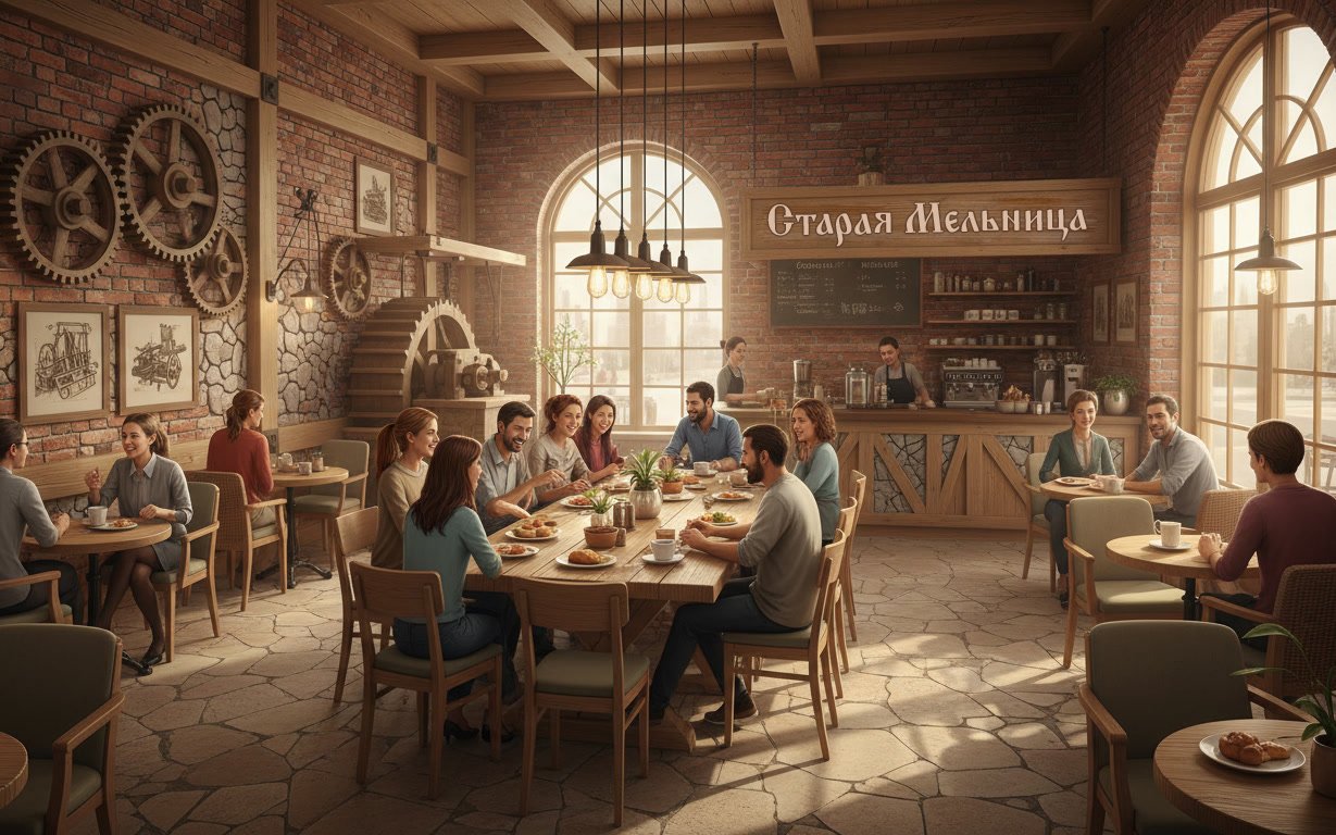 Кафе в проекте бизнес-центра «Мельница» Кафе в проекте бизнес-центра «Мельница»