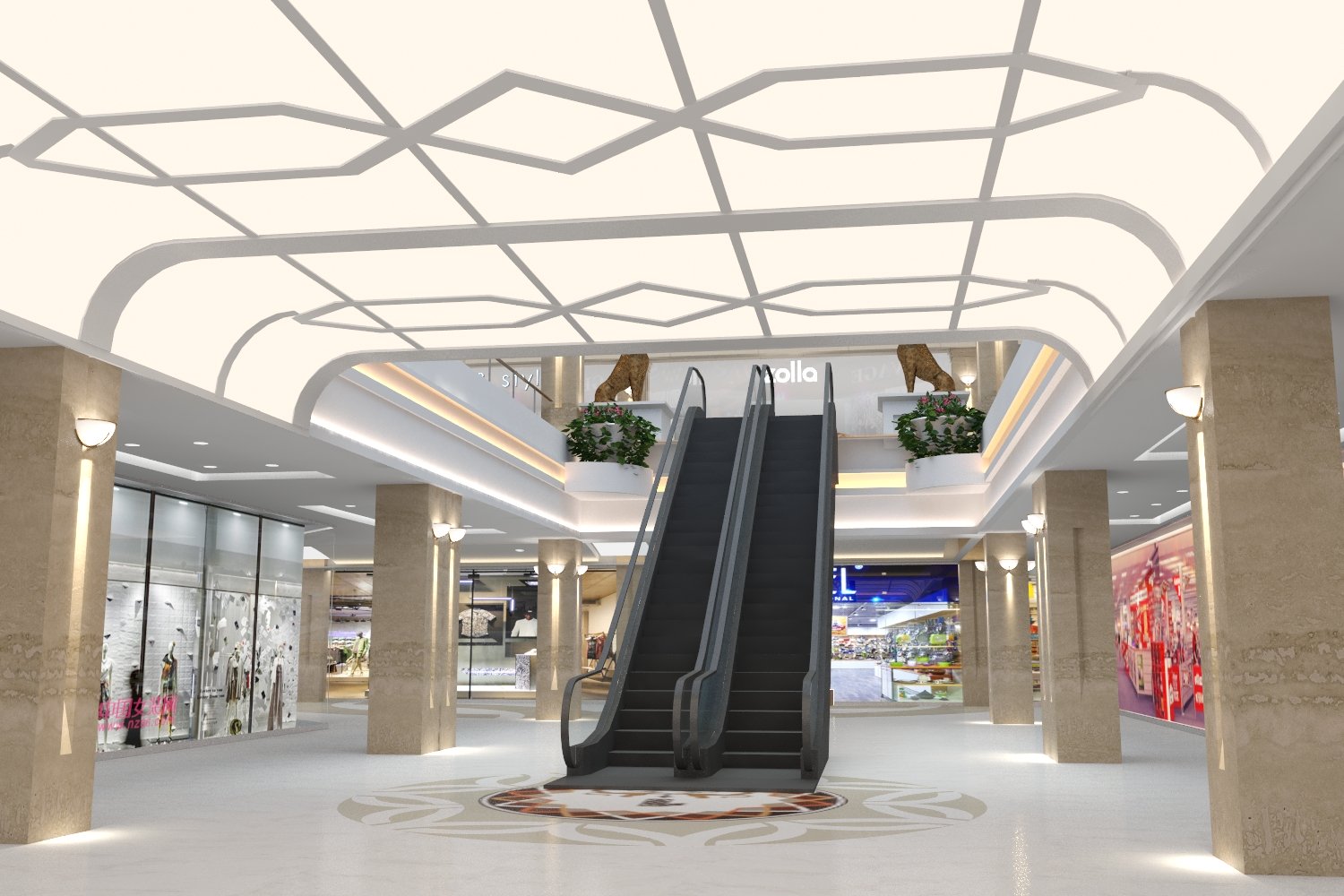 Дизайн зоны эскалаторов в ТРЦ «Mega Mall Armenia».